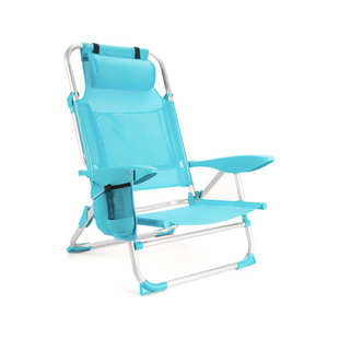 Outtec folding beach lounge chair with headrest turquoise