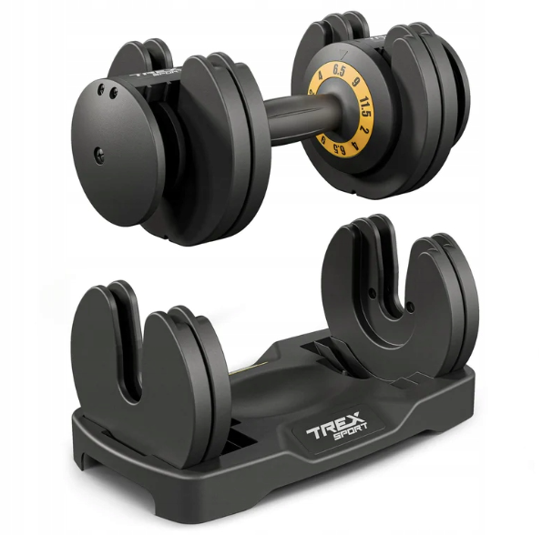 Гантель розбірна регульована Trex Sport 2-11,5 кг, 11.5 кг, ABS, чорний