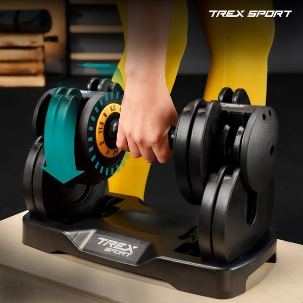 Гантель розбірна регульована Trex Sport 2-11,5 кг, 11.5 кг, ABS, чорний
