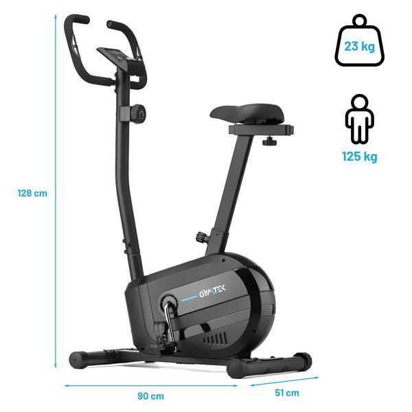 Gymtek XB1000 Magnetic Exercise Bike, Up to 125 kg, Blue