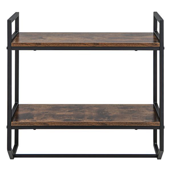 Навесная полка Costway Loft Wall Shelf для ванной с держателем для полотенец лофт коричневая &mdash; фото