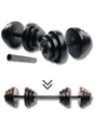 Гантелі Elitum 2 &times; 18,5 кг + подовжувач грифа для штанги, 37 кг, ABS, чорна