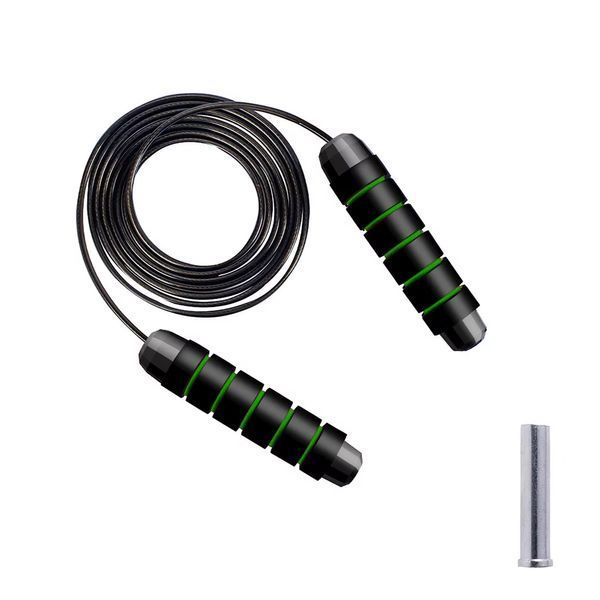 Скакалка для кросфіту Cornix Speed Rope Classic XR-0352 з обважнювачем, чорна/зелена &mdash; фото