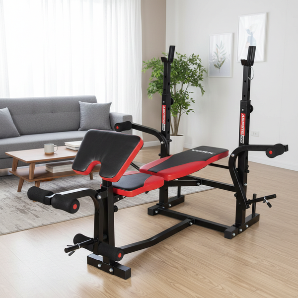 Лавка для жиму York Fitness ASPIRE 220 з стійкою для штанги та партою Скотта &mdash; фото