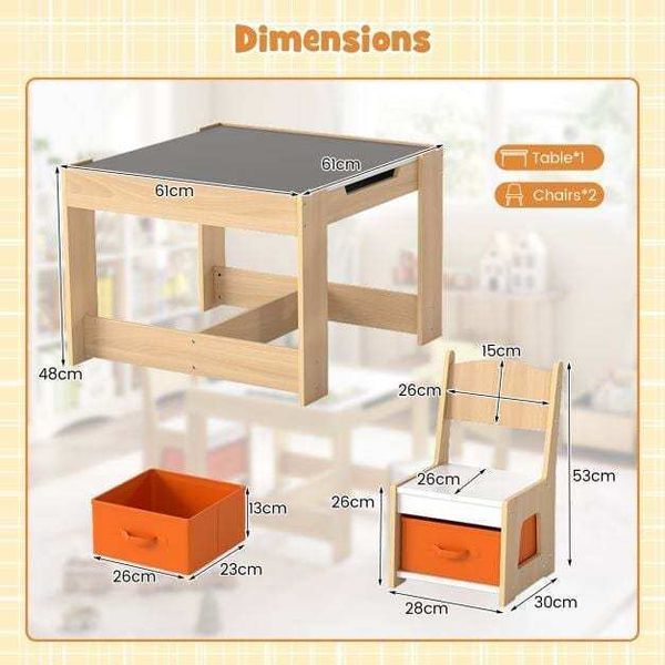 Комплект детской мебели Costway Kids Play 3-in-1 Desk стол и 2 стула с двусторонней столешницей-д &mdash; фото