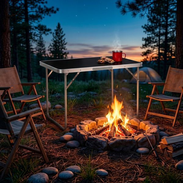 Springos 80 &times; 60 cm Folding Camping Table CS0184 Black
