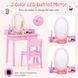 Costway Princess Glow Kids' Vanity Table with Stool and LED Lighting, Pink