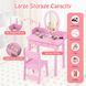 Costway Princess Glow Kids' Vanity Table with Stool and LED Lighting, Pink