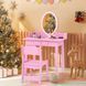 Costway Princess Glow Kids' Vanity Table with Stool and LED Lighting, Pink