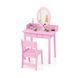 Costway Princess Glow Kids' Vanity Table with Stool and LED Lighting, Pink