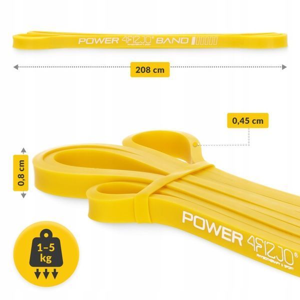 Еспандер-петля 4FIZJO Power Band 8 мм 2-5 кг резина для фітнесу і спорту Yellow &mdash; фото