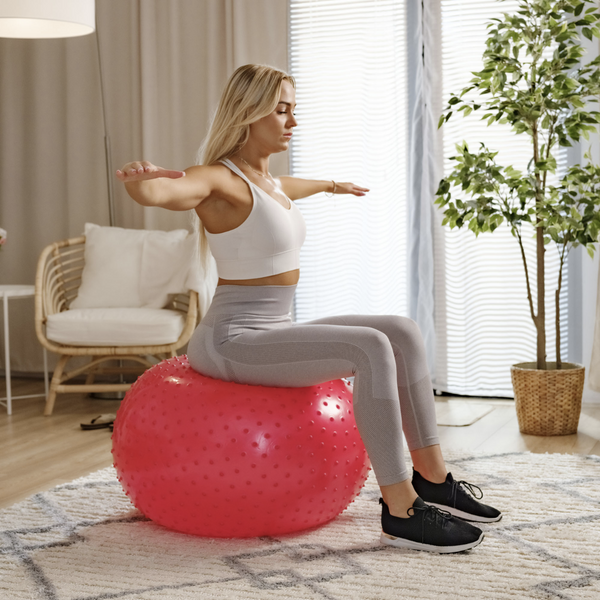 Фітбол масажний Hop-Sport 65 см червоний + насос 5902308230330 фото