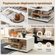 Журнальный столик Costway Modern Two-Tone кофейный с L-образной полкой трехуровневый белый, натуральны &mdash; фото 6