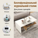 Журнальный столик Costway Modern Two-Tone кофейный с L-образной полкой трехуровневый белый, натуральны &mdash; фото 8