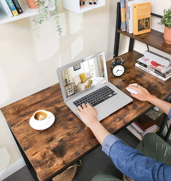 Leobert Devoko Computer Desk with Side Shelves in Loft Style