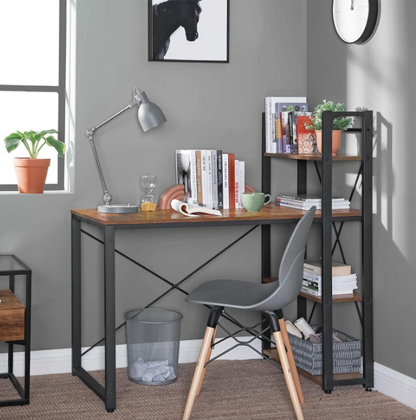 Leobert Devoko Computer Desk with Side Shelves in Loft Style