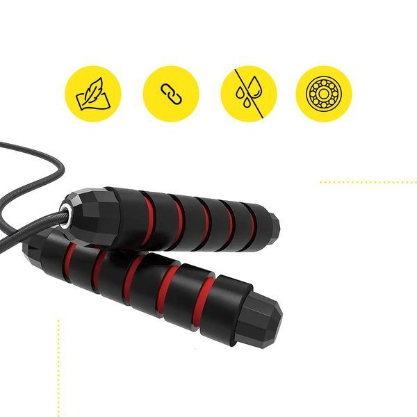 Скакалка для кроссфита Cornix Speed Rope Classic XR-0354 с утяжелителем, черная/красная &mdash; фото