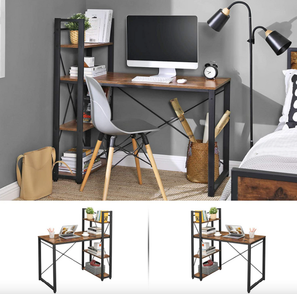 Leobert Devoko Computer Desk with Side Shelves in Loft Style