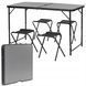 Springos CS0182 Camping Furniture Set, Folding, Table and 4 Chairs, Grey/Black