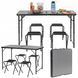 Springos CS0182 Camping Furniture Set, Folding, Table and 4 Chairs, Grey/Black