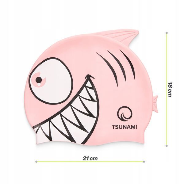 TSUNAMI Shark Kids' Swimming Cap Pink