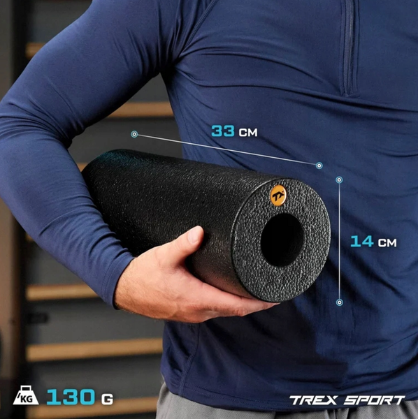Роллер масажер гладкий Trex Sport TX-033EPR EPP 33 см, чорний