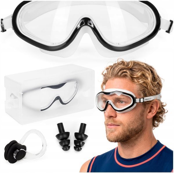 Aquaget AQ0018 training swimming goggles, clear lenses, white