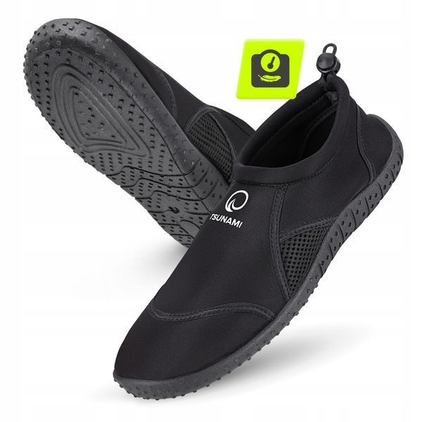 Взуття для пляжу (аквашузи) TSUNAMI Slip-On для плавання та водних видів спорту Size 30 Black &mdash; фото