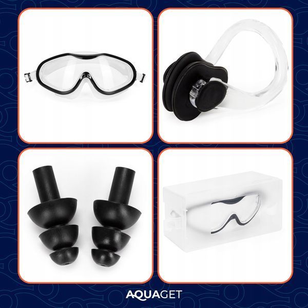 Aquaget AQ0018 training swimming goggles, clear lenses, white