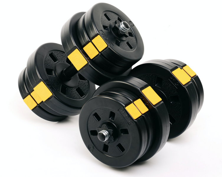 Гантелі розбірні Besport PowerPro 2 &times; 21 кг, 42 кг, ABS, жовто-чорна