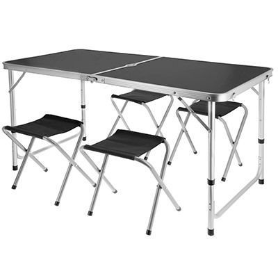 Jumi Economix folding camping table with 4 chairs, black