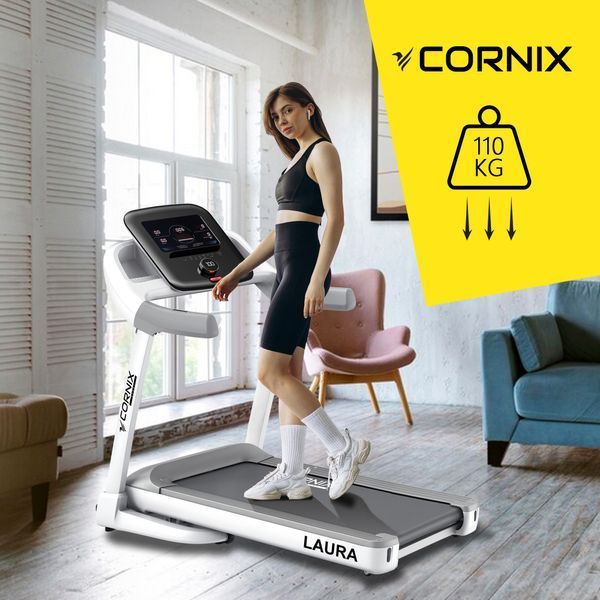 Cornix Laura Treadmill, Electric, Folding, White/Grey