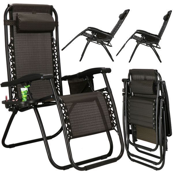 Springos GC0001 Zero Gravity Folding Lounge Chair, Up to 120 kg, Brown