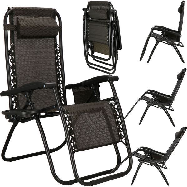 Springos GC0001 Zero Gravity Folding Lounge Chair, Up to 120 kg, Brown