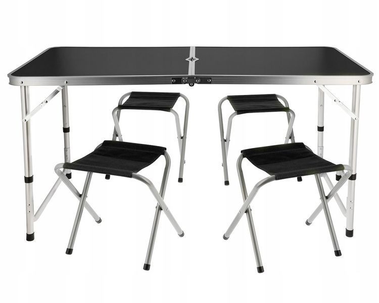 Jumi Economix folding camping table with 4 chairs, black