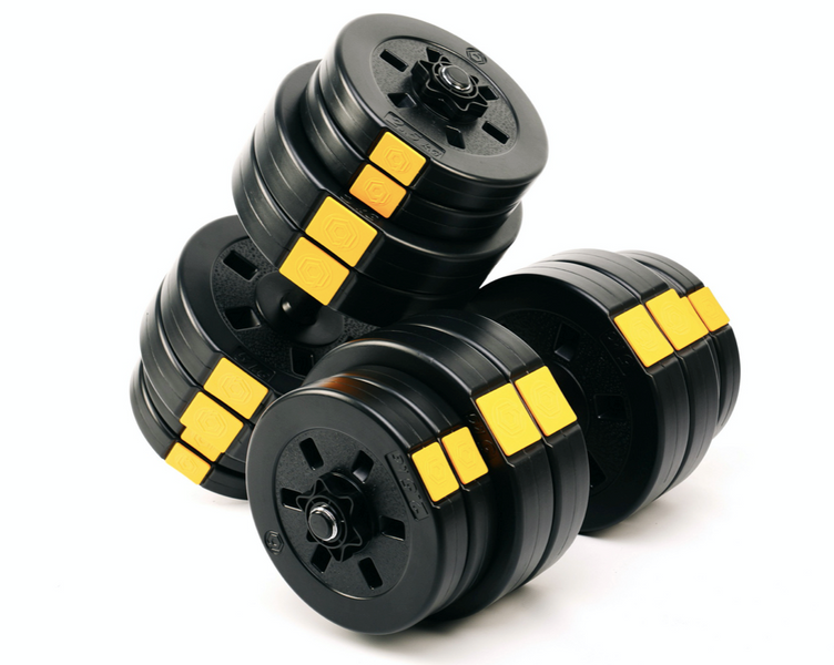Гантелі розбірні Besport PowerPro 2 &times; 31 кг, 62 кг, ABS, жовто-чорна