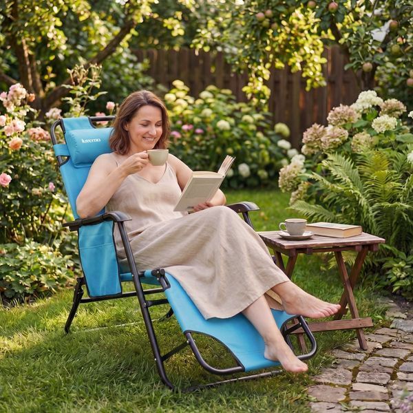 Foldable Outtec Luverno lounge chair, turquoise