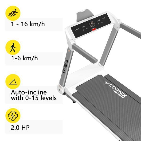 Cornix Tina Treadmill, Electric, Folding, White/Grey