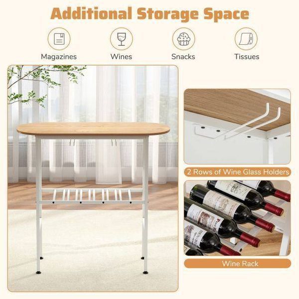 Комплект меблів Costway Oslo Counter Set барний стіл зі стільцями лофт білий бук &mdash; фото