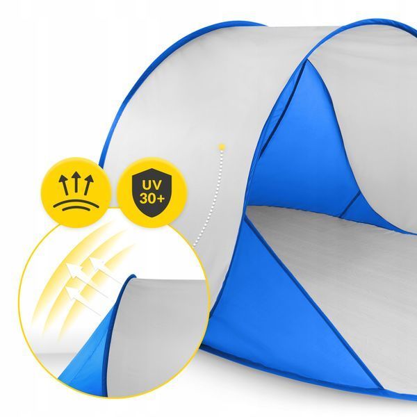 Намет пляжний 4FIZJO Pop-Up 195 x 120 см саморозкладний Blue/Grey (P-5905973405157) &mdash; фото