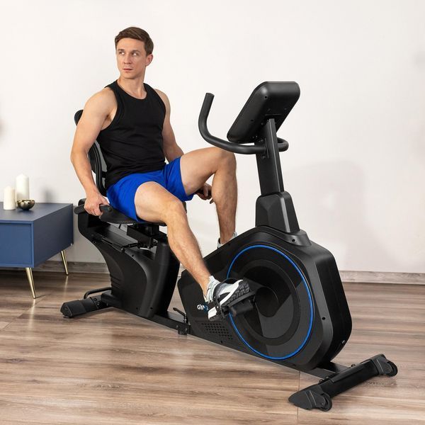 Gymtek XBR6000 Electromagnetic Recumbent Exercise Bike, Up to 150 kg, Blue