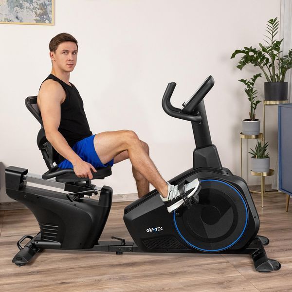 Gymtek XBR6000 Electromagnetic Recumbent Exercise Bike, Up to 150 kg, Blue