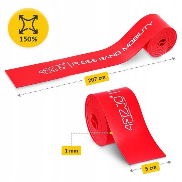 4FIZJO Floss Band Compression Band for Flossing 207 &times; 5 &times; 0.1 cm Red