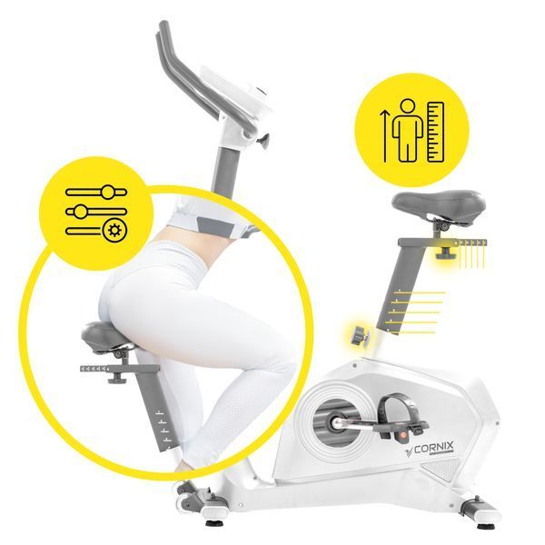 Cornix Amber Electromagnetic Exercise Bike, Upright, White/Grey
