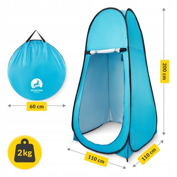 Toilet-shower tent, changing room Mountain Goat Pop-Up 200 &times; 110 &times; 110 cm self-erecting Sky Blue