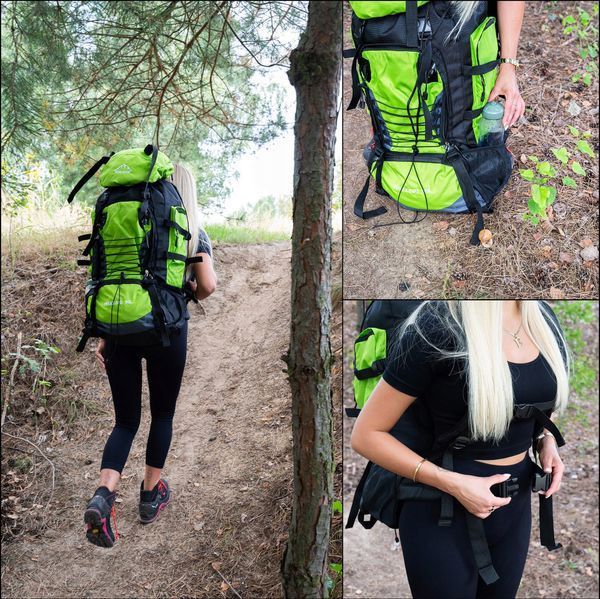 Рюкзак туристичний Springos CS0131, 90 л, до 25 кг, чорний/зелений &mdash; фото