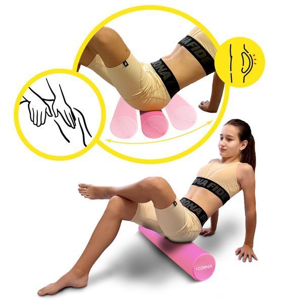 Cornix EVA+ Massage Roller 60 &times; 15 cm (foam roller, roller) XR-0308 Pink