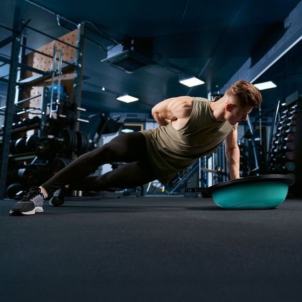Балансувальна півсфера Gymtek Flex Core Half Ball 58 см з еспандерами + насос, блакитний &mdash; фото