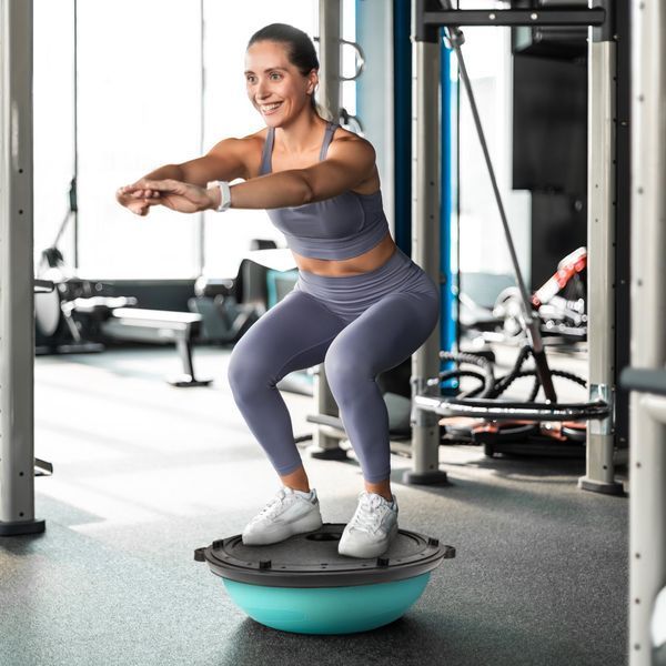 Балансувальна півсфера Gymtek Flex Core Half Ball 58 см з еспандерами + насос, блакитний &mdash; фото