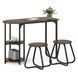 Комплект меблів Costway Boston Bistro Set стіл із полицями та 2 табурети лофт, коричневий KC59191CF фото 3